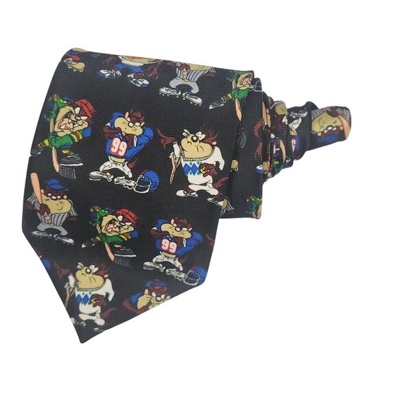 Looney Tunes Tazmanian Devil Sports Poses Tie Polyester - Picture 1 of 4